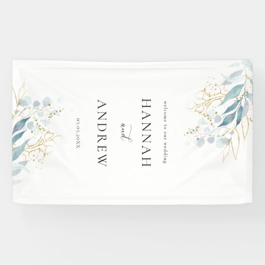 Banderoles Collection de Mariages blancs en or bleu (Imitat) (Horizontal)