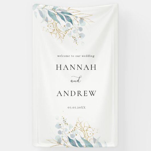 Banderoles Collection de Mariages blancs en or bleu (Imitat) (Vertical)