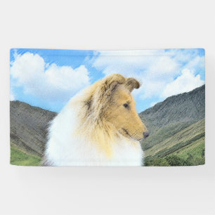 Banderoles Collie en Montagne (Rough) Peinture - Chien Art