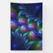 Banderoles Coloré Lumineux Abstrait Bleu rose Vert Fractal (Verticale)