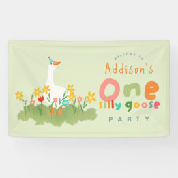 Banderoles Coloré One Silly Goose 1er anniversaire Bienvenue