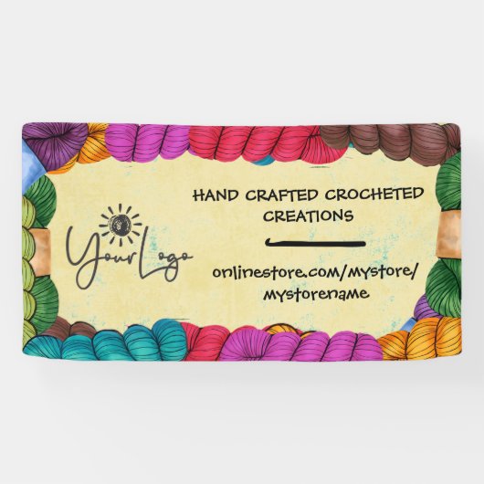 Banderoles Colorfu yarn crochet hook craft show booth display (Horizontal)