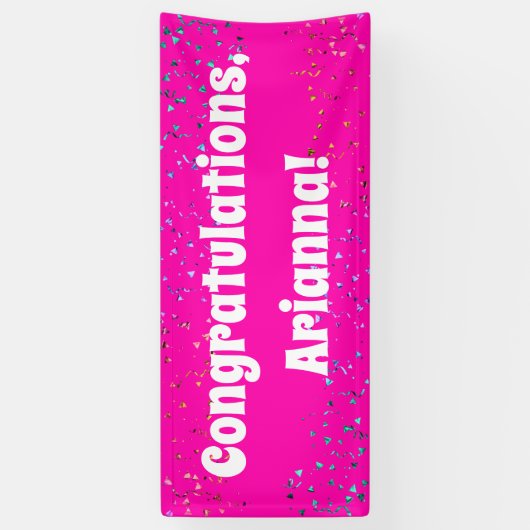 Banderoles Colorful Confetti Bright Hot Pink Félicitations (Vertical)