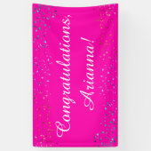 Banderoles Colorful Confetti Hot Pink Félicitations Élégant (Vertical)