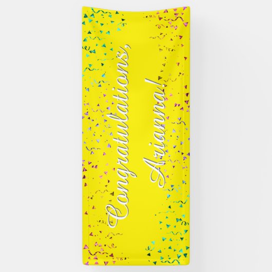 Banderoles Colorful Confetti Script Félicitations Jaune (Vertical)