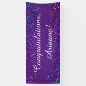Banderoles Colorful Confetti Script Félicitations Purple (Vertical)