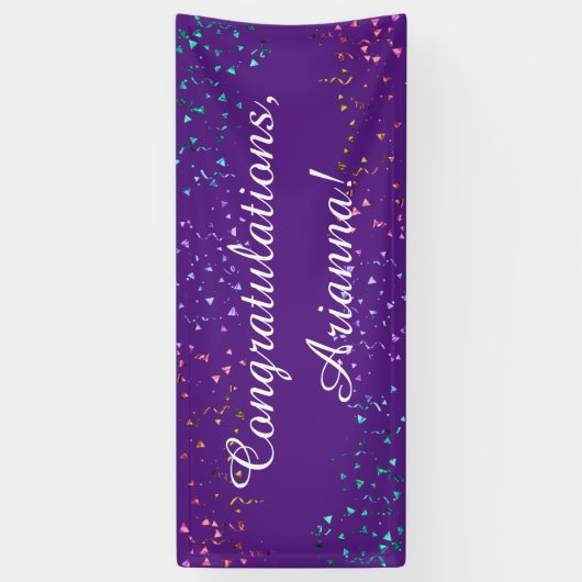 Banderoles Colorful Confetti Script Félicitations Purple (Vertical)