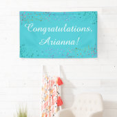 Banderoles Colorful Confetti Script Félicitations Turquoise (En situation)