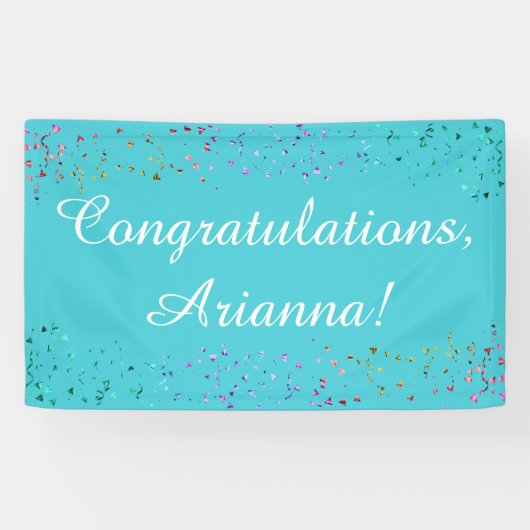 Banderoles Colorful Confetti Script Félicitations Turquoise (Horizontal)