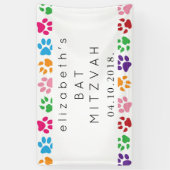 Banderoles Colorful Paws, Paw Pattern, Dog Paws, Bat Mitzvah (Vertical)