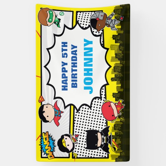 Banderoles Comics DC | Justice League - Anniversaire de Chibi (Vertical)