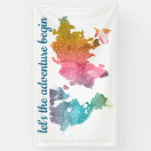 Banderoles Commençons l'aventure Carte du monde géométrique (Vertical)