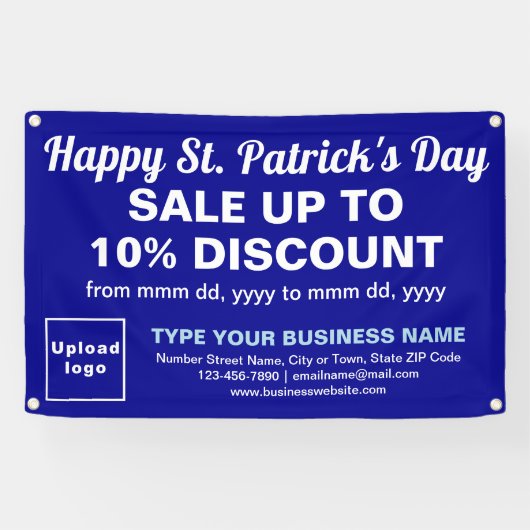 Banderoles Commerce Saint Patrick Vente sur Rectangle Bleu (Horizontal)