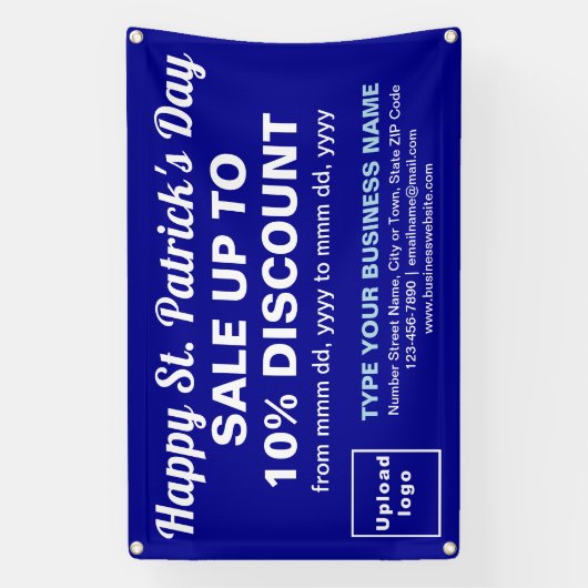 Banderoles Commerce Saint Patrick Vente sur Rectangle Bleu (Verticale)