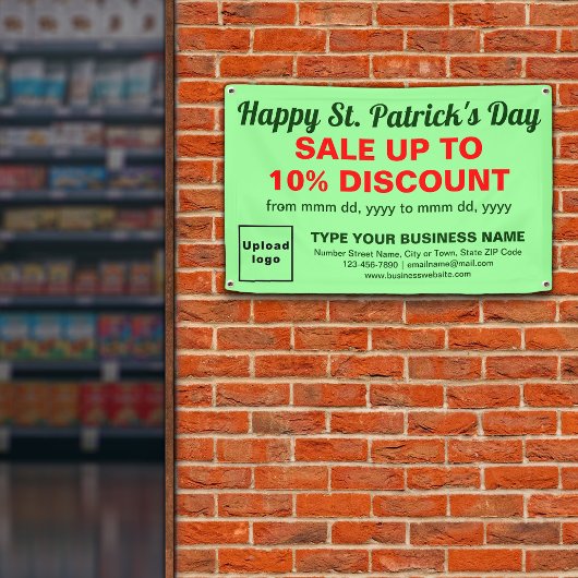 Banderoles Commerce St Patrick Vente sur un rectangle vert cl