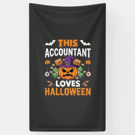 Banderoles Comptable Aime Halloween Citrouille Comptable Desi (Vertical)