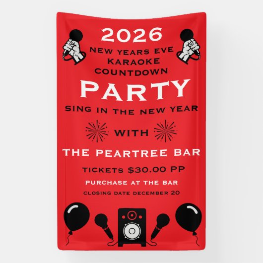 Banderoles Compte à rebours du Nouvel An Eve Karaoke (Verticale)