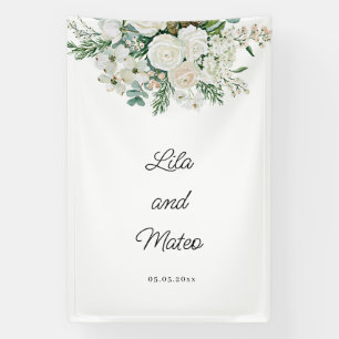 Banderoles Conception de mariage aux roses blanches d'hiver