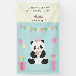 Banderoles Conception de Panda douce à la menthe et rose