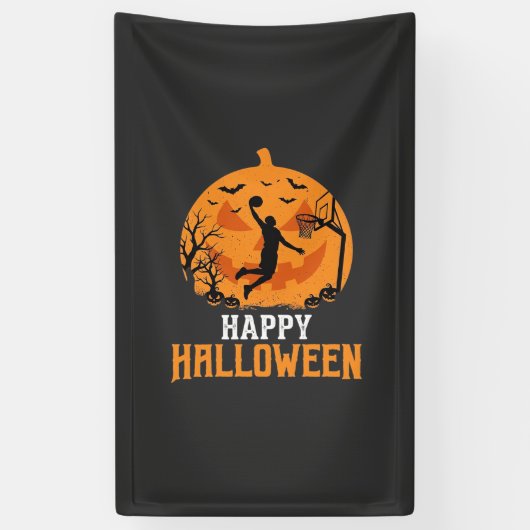 Banderoles Conception de panier de basketball Halloween Dunk (Vertical)
