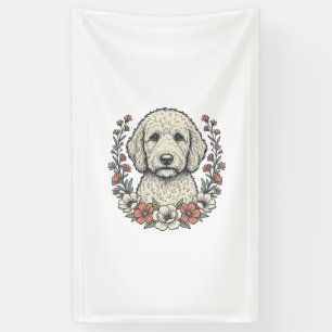 Banderoles Conception de T-Shirt de portrait de chien bouclé