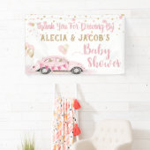 Banderoles Conduire En Voiture Fille Baby shower Merci Rose (En situation)