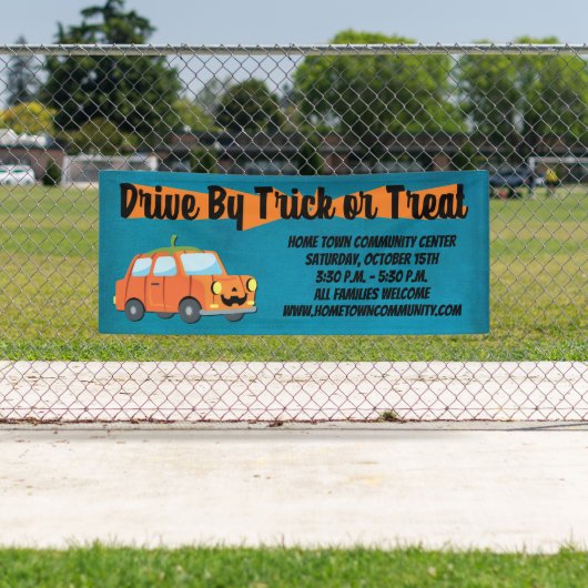 Banderoles Conduire par un chariot ou traiter Hallloween (En situation)