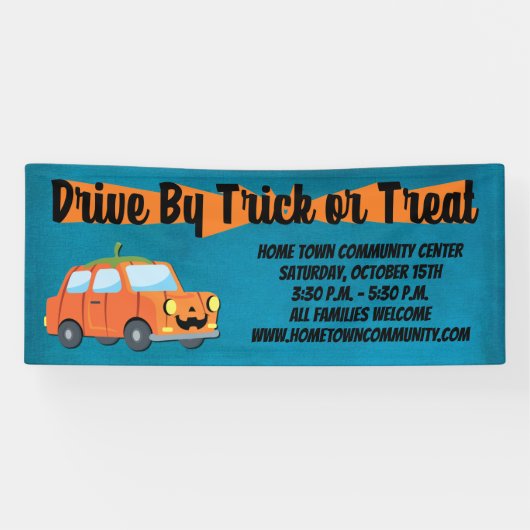 Banderoles Conduire par un chariot ou traiter Hallloween (Horizontal)