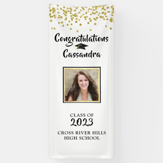 Banderoles Confetti Brush Script Photo Graduation Door (Vertical)