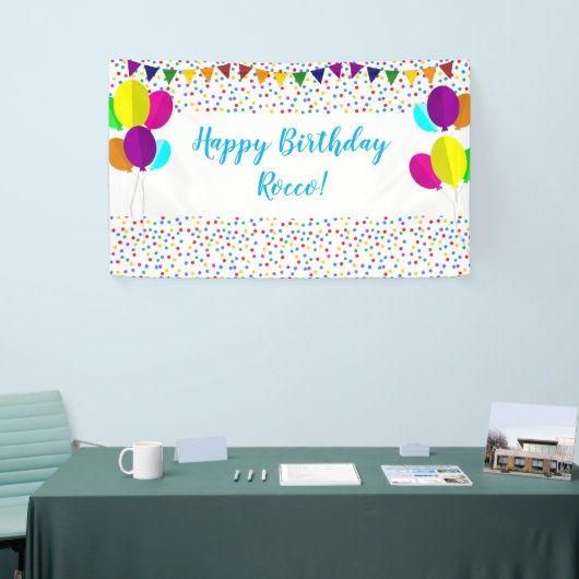 Banderoles Confetti coloré et ballons Joyeux anniversaire (Salon professionnel)