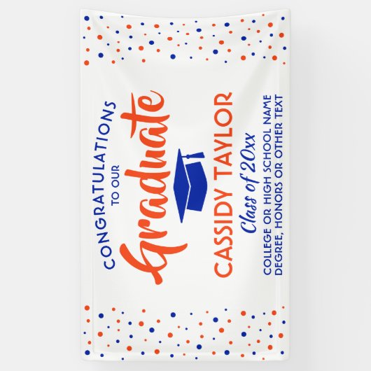 Banderoles Confetti Moderne Orange Bleu et Blanc (Vertical)