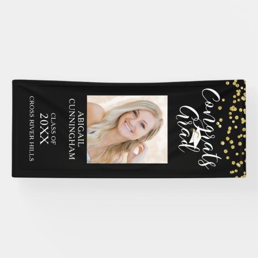 Banderoles Confetti moderne Script GRAGRAS GRAD Photo Noir (Horizontal)