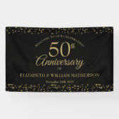 Banderoles Confetti Noir 50e Anniversaire de poussière d'or N (Horizontal)