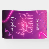 Banderoles Confetti rose pourpre Neon Surprise Joyeux anniver (Horizontal)