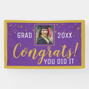 Banderoles Confetti Violet Et Or Congrats Grad 2020 Photo
