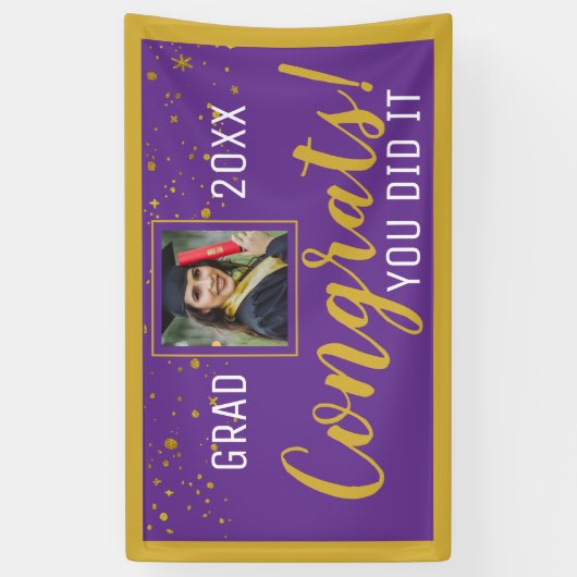 Banderoles Confetti Violet Et Or Congrats Grad 2020 Photo (Vertical)