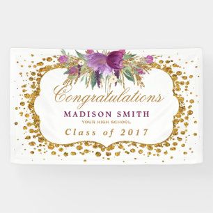Banderoles Confettis d'or de fleur d'aquarelle de parties