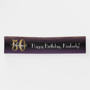 Banderoles Confettis dorés 50 & Fabuleux, Ombré noir et viole