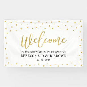 Banderoles Confettis dorés Bienvenue Mariage Anniversaire de