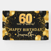 Banderoles Confettis Pailletés Or Noir 60 et Fabuleux (Horizontal)