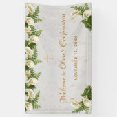 Banderoles Confirmation Bienvenue Floral Calla Lilies Marbre (Vertical)