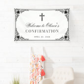 Banderoles Confirmation Black & White Vintage Elegant Script (En situation)