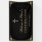 Banderoles Confirmation Garçon Elégant Black Faux Gold Vintag (Vertical)