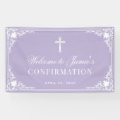 Banderoles Confirmation Lavender White Calligraphy Vintage (Horizontal)