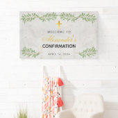 Banderoles Confirmation Marbre Vert Calligraphie Bienvenue (En situation)