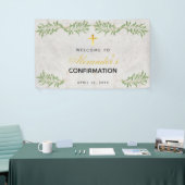 Banderoles Confirmation Marbre Vert Calligraphie Bienvenue (Salon professionnel)