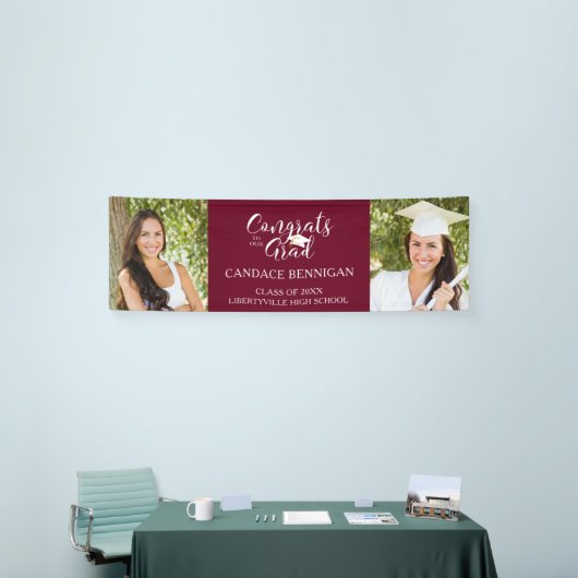 Banderoles CONGRATS DE Typographie Moderne GRAD Photo Maroon (Salon professionnel)