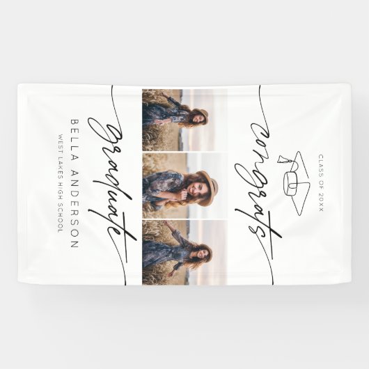 Banderoles Congrats Modernes Diplôme Script 3 Photo (Horizontal)