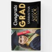 Banderoles Congrats photo Noir et Or 1 Moderne Grad (Vertical)