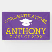 Banderoles Congratulations Graduate Graduation - purple gold (Horizontal)